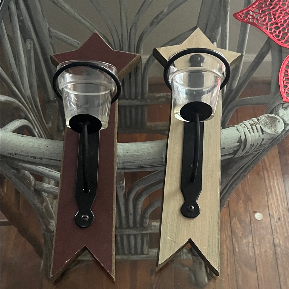 Primitive Brown and Tan Star Wall Sconces
